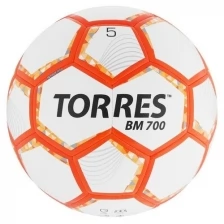 TORRES Мяч футбольный TORRES BM 700, размер 5, 32 панели, PU, гибридная сшивка, цвет бежевый/оранжевый/серый